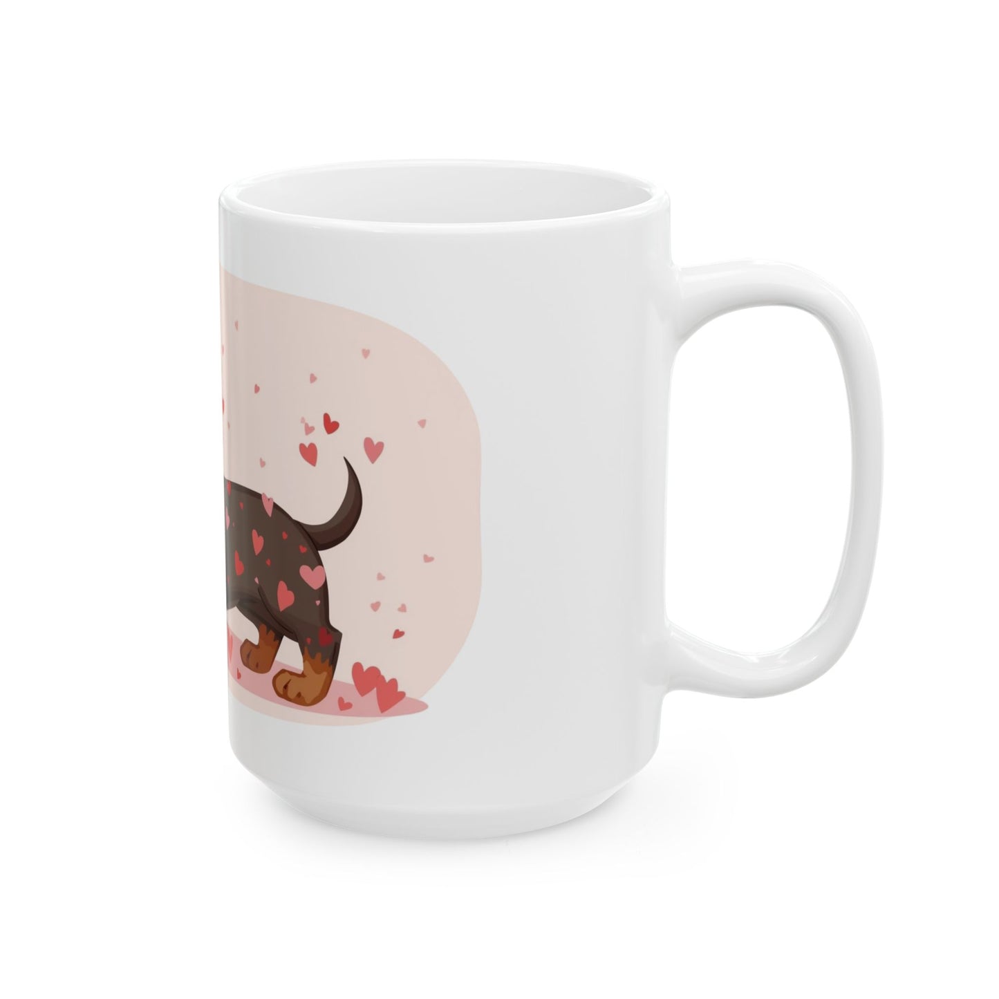 Chocolate Dachshund with Hearts Mug | Ceramic Coffee Cup