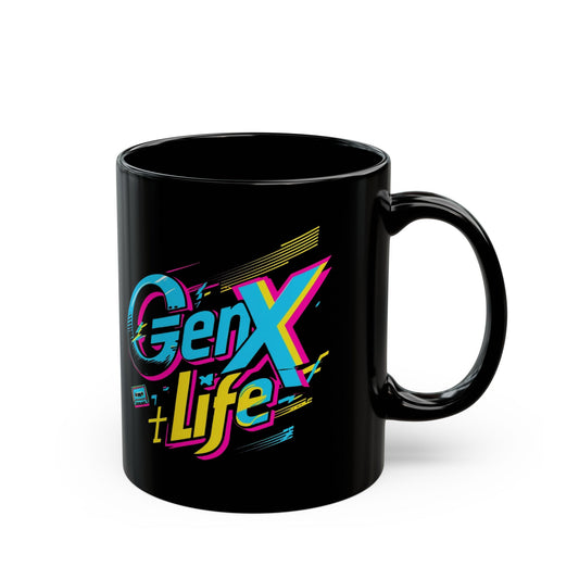 Gen X Life Mug - Retro Black Coffee Cup