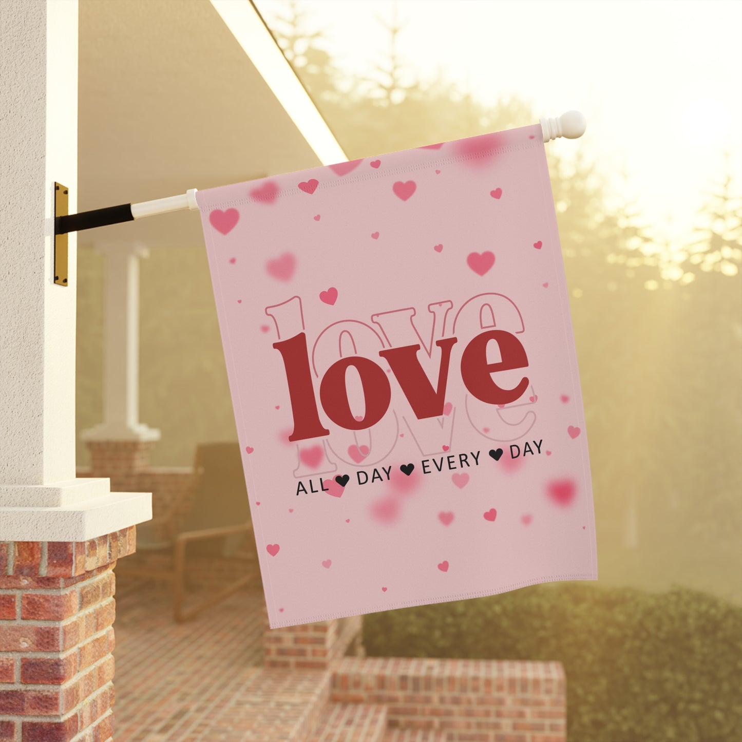 Love Garden Flag — 'love' All Day Every Day Pink Heart Outdoor Banner