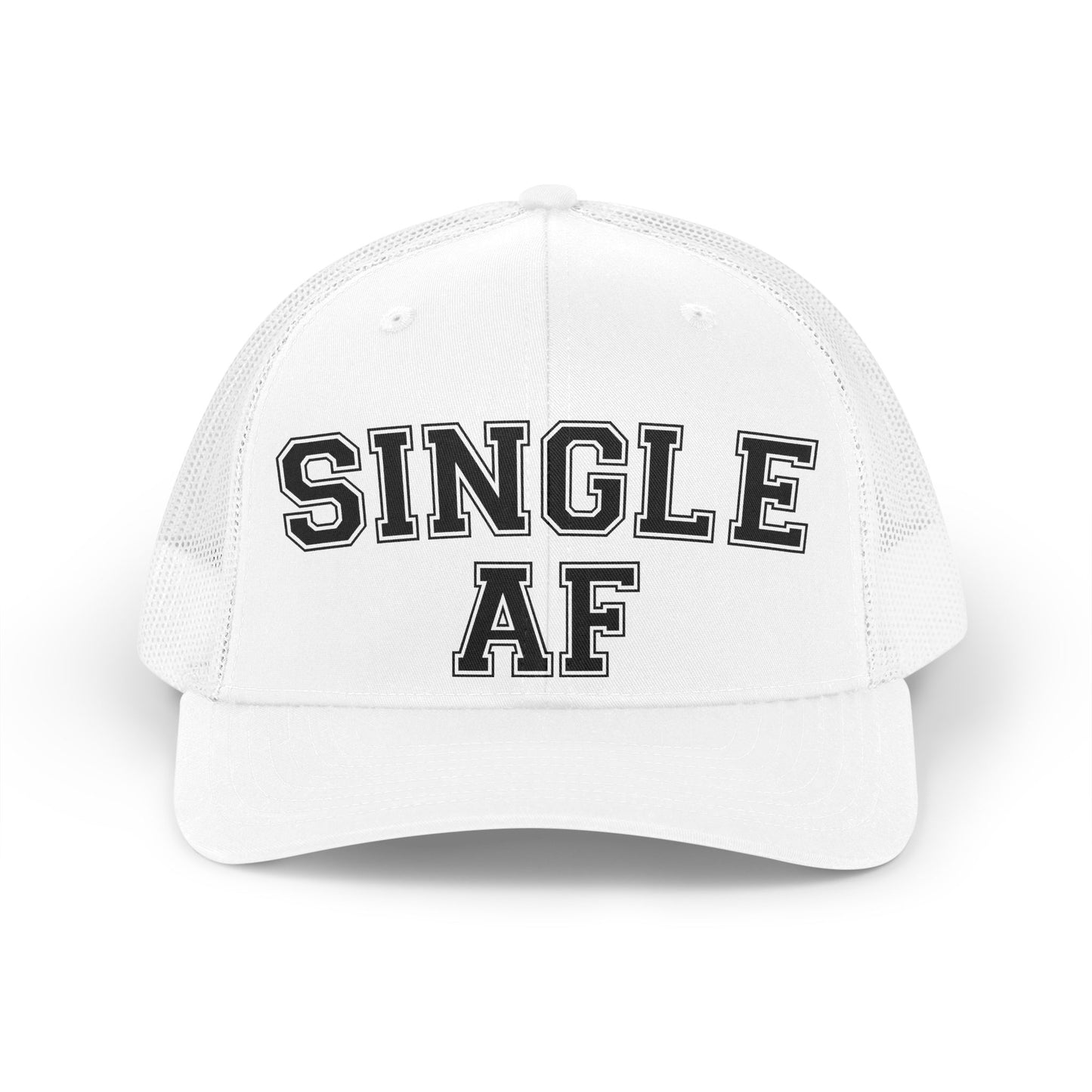 Single AF Trucker Hat — Retro Mesh Baseball Cap for Singles, Bachelorette & Casual Wear