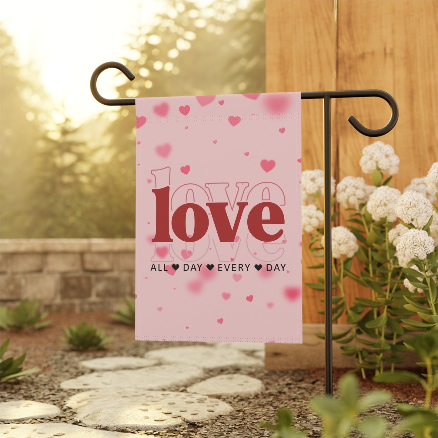 Love Garden Flag — 'love' All Day Every Day Pink Heart Outdoor Banner