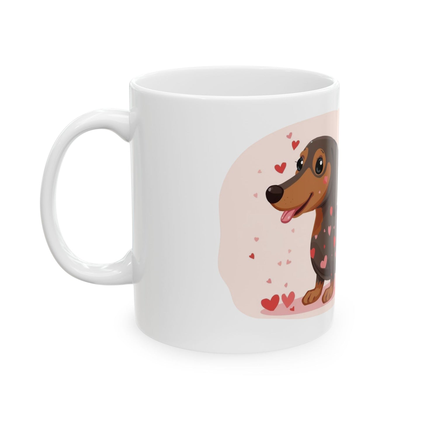 Chocolate Dachshund with Hearts Mug | Ceramic Coffee Cup