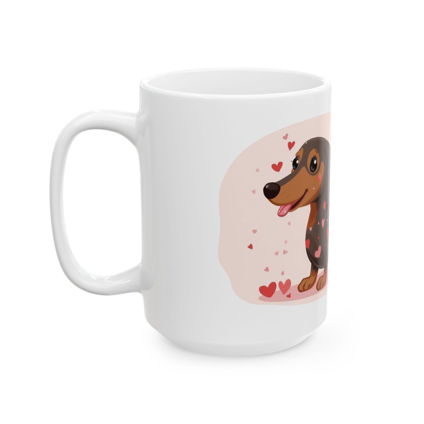 Chocolate Dachshund with Hearts Mug | Ceramic Coffee Cup