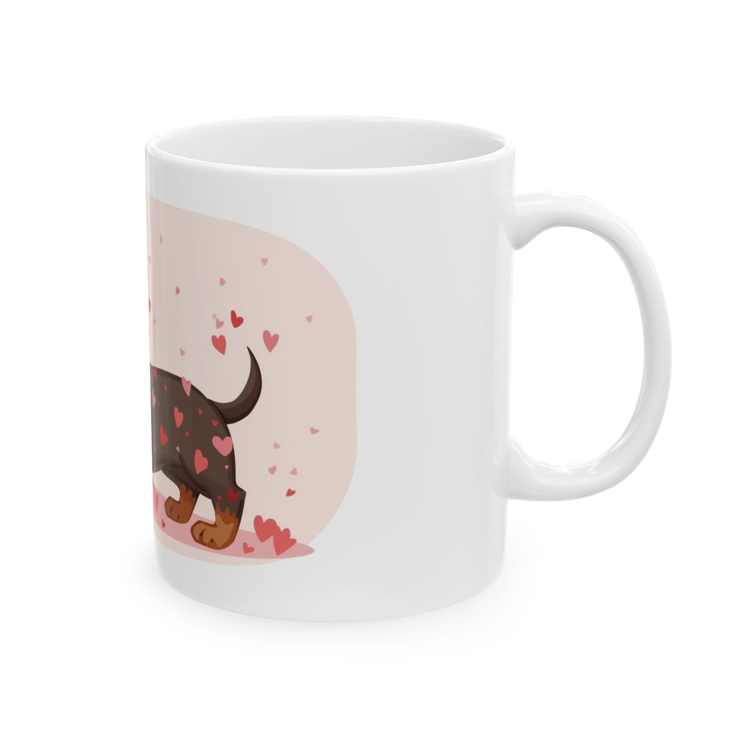 Chocolate Dachshund with Hearts Mug | Ceramic Coffee Cup