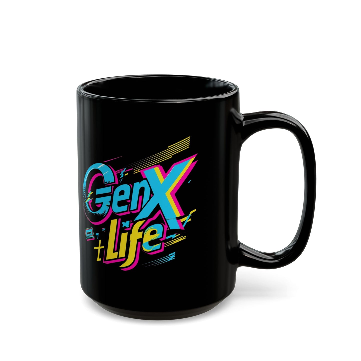 Gen X Life Mug - Retro Black Coffee Cup