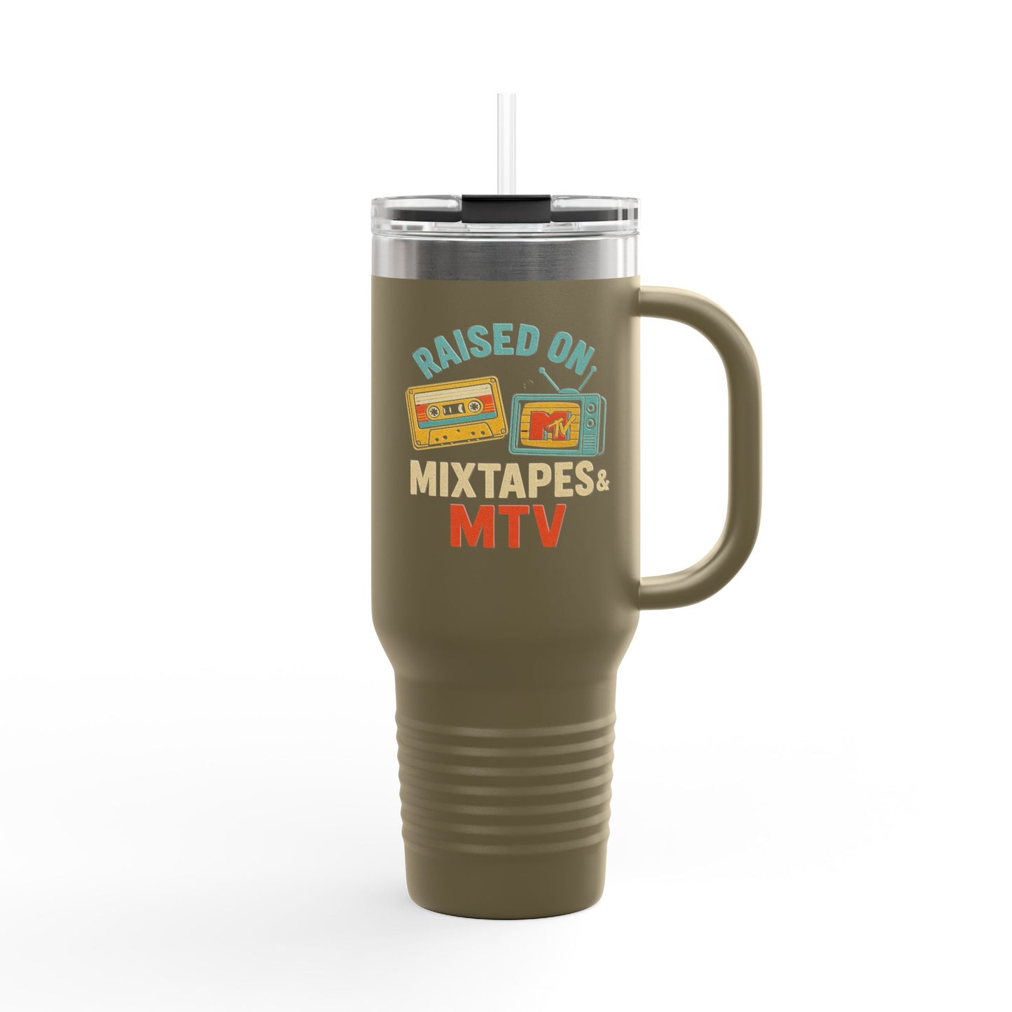 Raised on Mix Tapes and MTV Travel Mug, 40oz