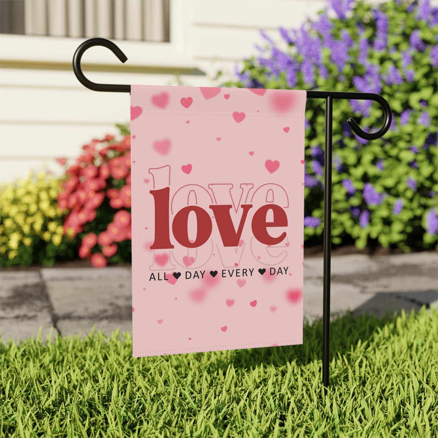 Love Garden Flag — 'love' All Day Every Day Pink Heart Outdoor Banner